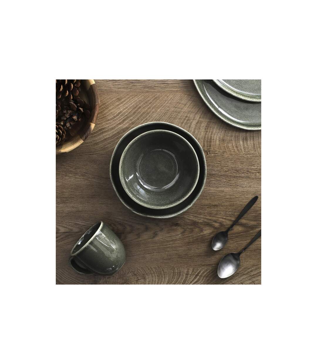 Lot de 6 Mugs en Céramique Black Forest 30cl Vert-3