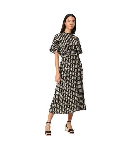 Womens/ladies geometric high-neck midi dress black Principles