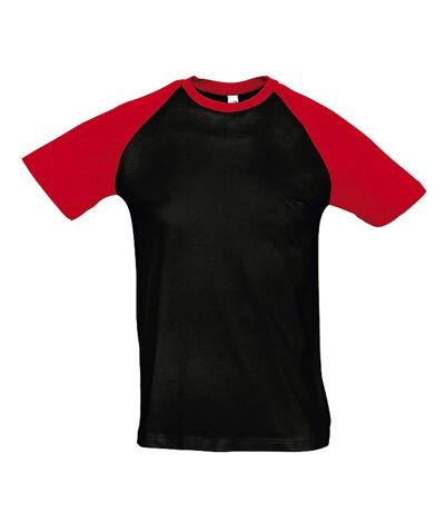T-shirt bicolore pour homme - 11190 - noir et rouge