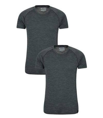 Mountain Warehouse Mens Summit Merino Wool T-Shirt (Pack of 2) (Dark Grey) - UTMW386