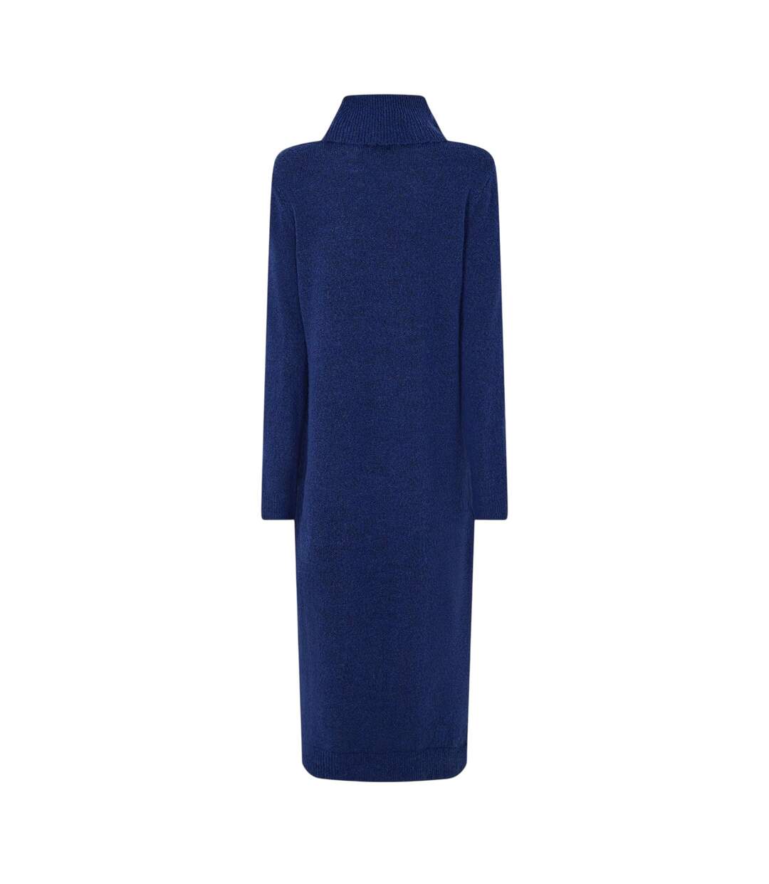 Womens/ladies Knitted Turtle Neck Sweater Dress Blue Pieces-2
