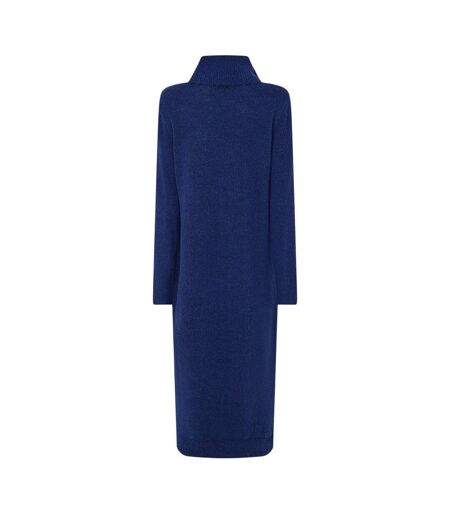Womens/ladies Knitted Turtle Neck Sweater Dress Blue Pieces