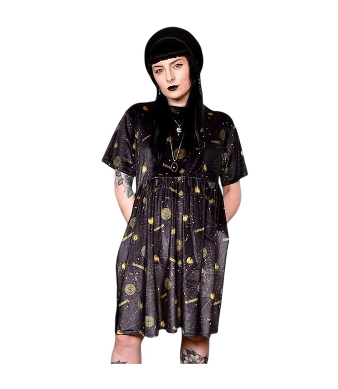 Robe Motif/style Céleste Femme Noir Labyrinth-4