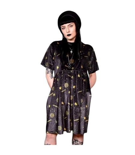 Robe Motif/style Céleste Femme Noir Labyrinth