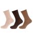 Universal Textiles Womens/Ladies Bamboo Diabetic Wellness Socks (3 Pairs) (Dark Brown/Light Brown/Beige) - UTW525