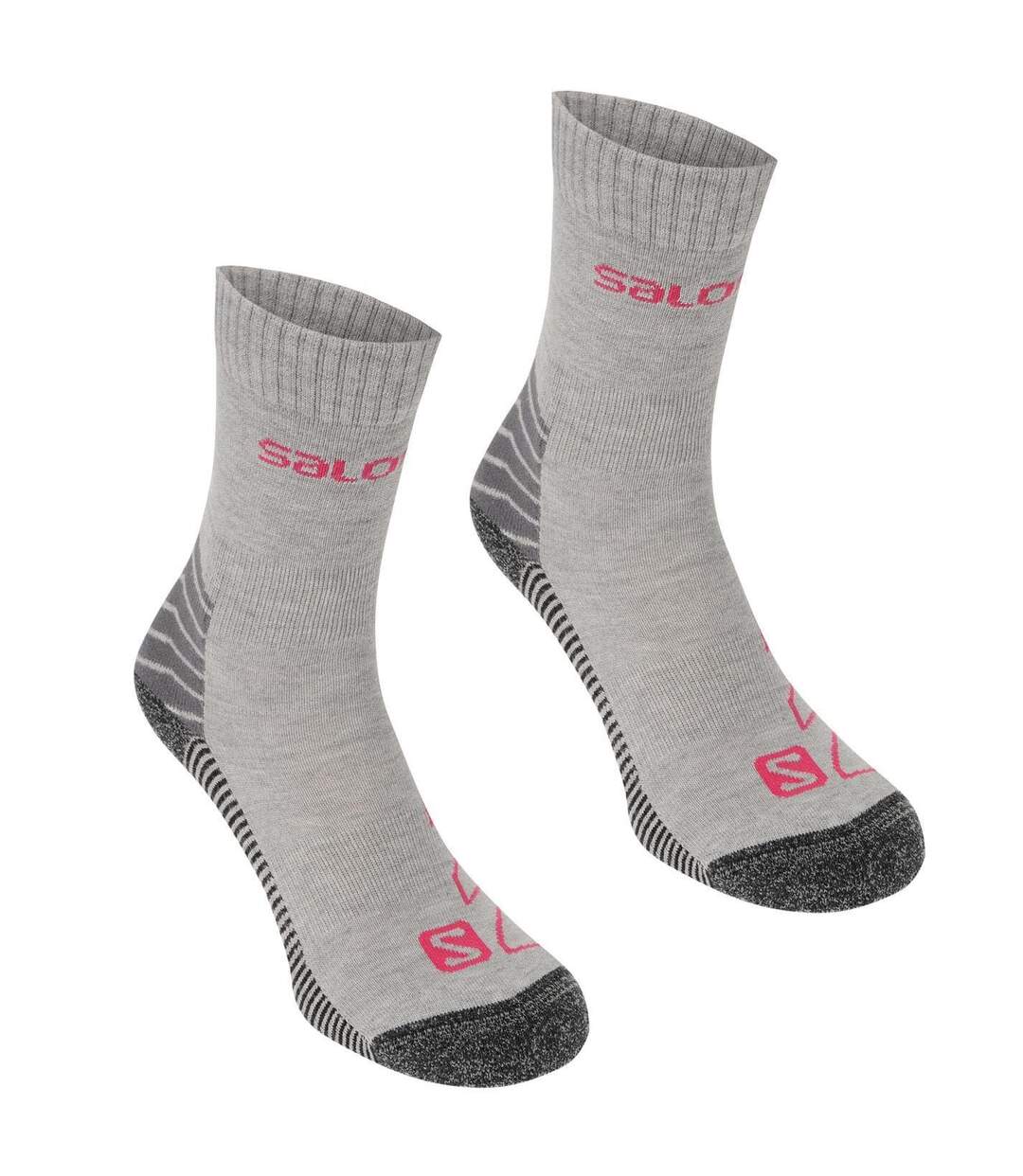 Pack Of 2  Womens/ladies Lightweight Socks  Grey Fuchsia Salomon-3