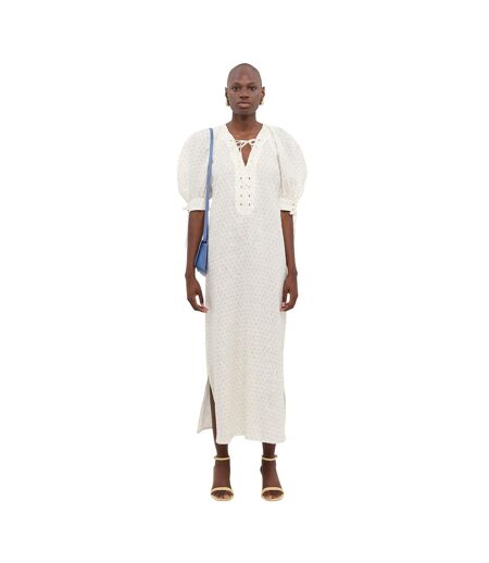 Robe Mi-longue Manches Bouffantes Motif/style Floral Femme Blanc Sleeper