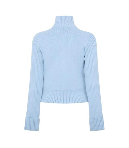 Womens/ladies Turtle Neck Cardigan Blue Kangol