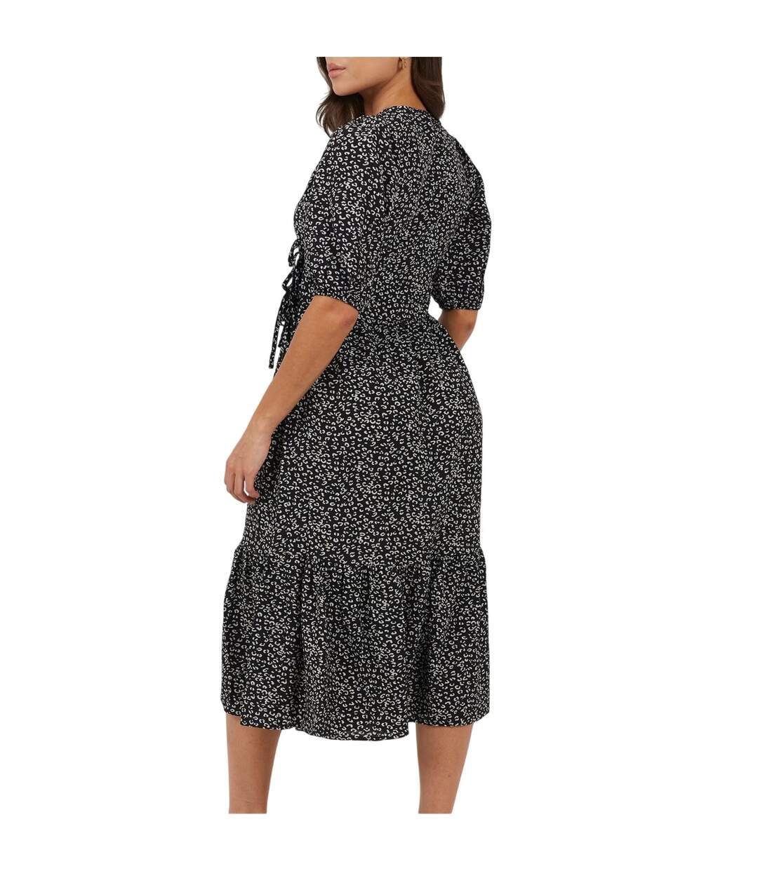 Robe Portefeuille Motif/style Fleurs Femme Noir Blanc Brave Soul-3