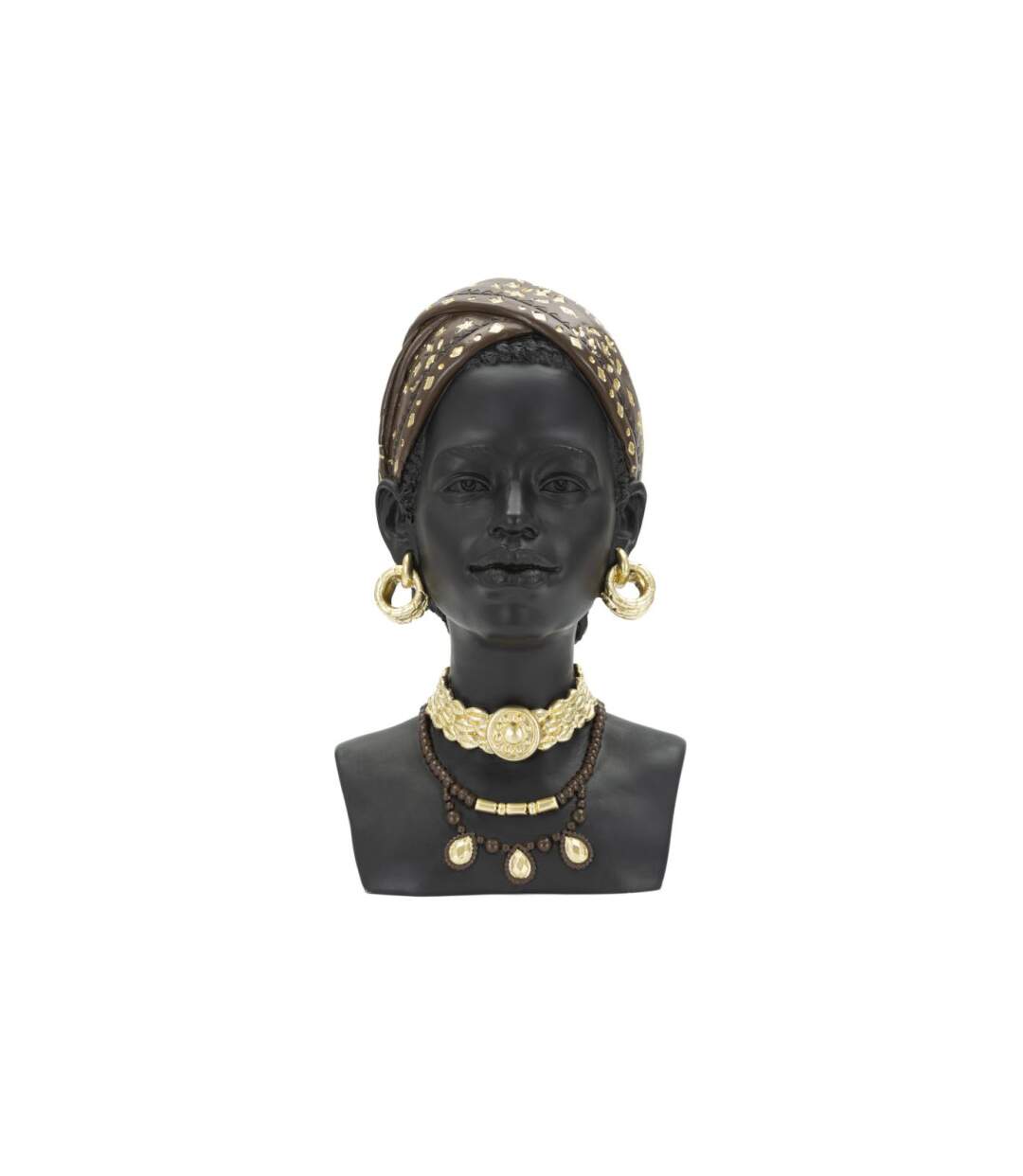 Statuette Tête Femme Bandeau Massai 30cm Noir-1