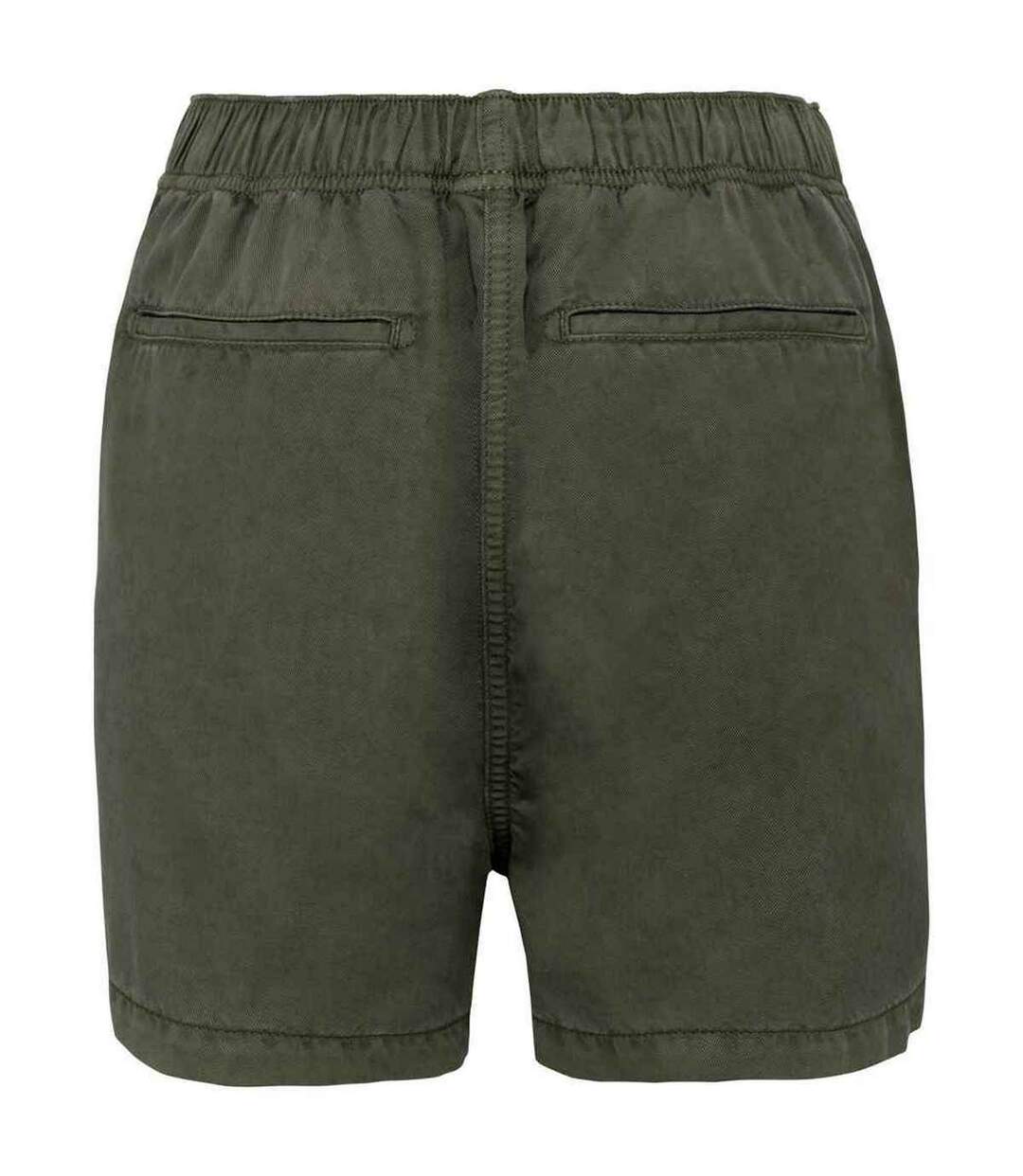 Womens/ladies tencel shorts washed organic khaki Spasso-2