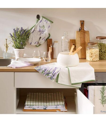 Gant & Manique de Cuisine Garrigue 32cm Blanc