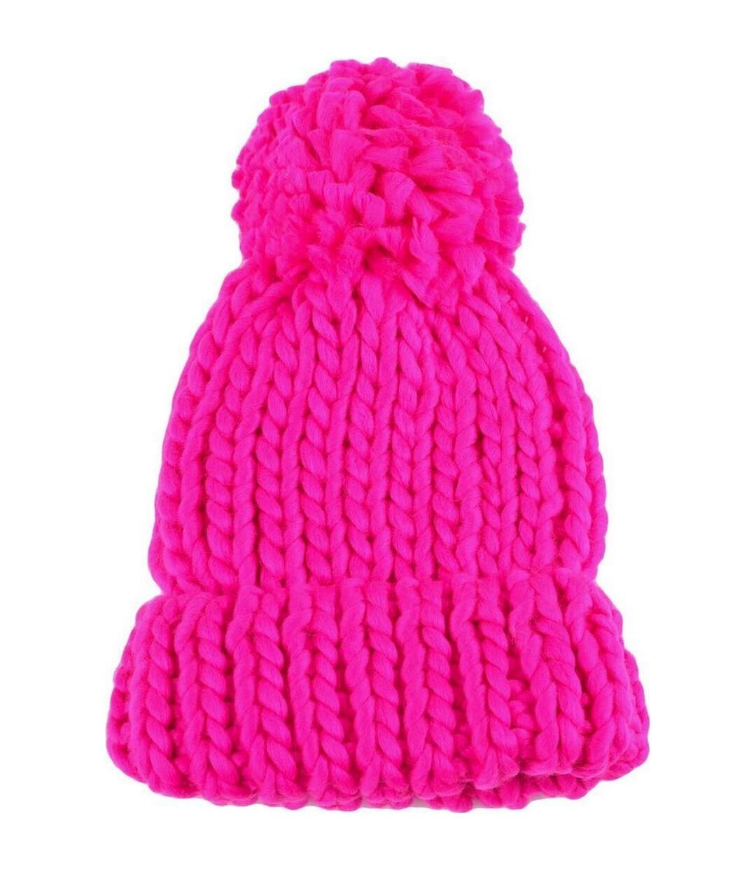 Bonnet Motif/style Pompon Femme Rose 4F-1