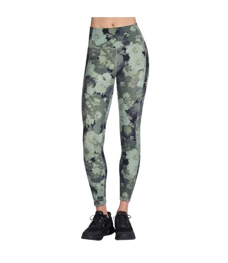 Womens/ladies Go Flex Ribbed Leggings Green Skechers