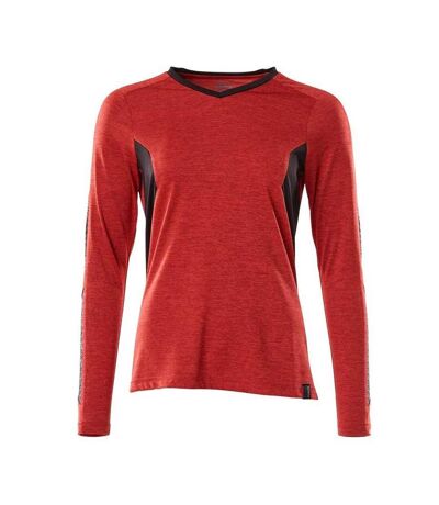 Womens/ladies Accelerate Long-sleeved T-shirt Traffic Red Black Mascot