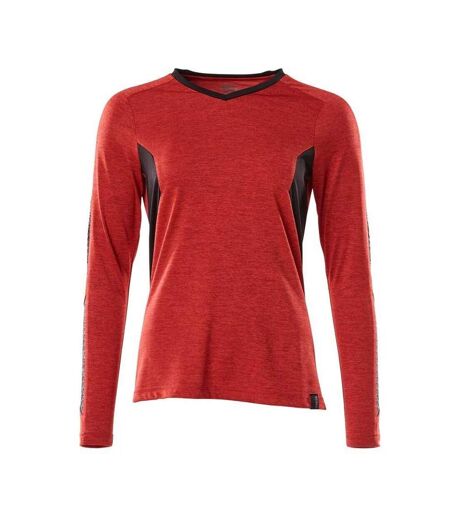 Womens/ladies Accelerate Long-sleeved T-shirt Traffic Red Black Mascot