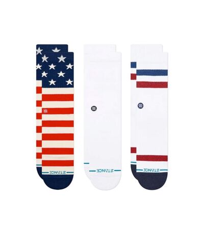 STANCE Lot de 3 paires de Chaussettes Homme Coton AMERICANA 3 PACK Blanc Bleu Rouge