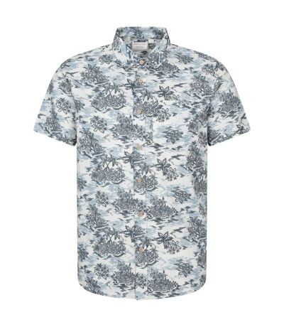 Mens tropical printed short-sleeved shirt off white Mountain Warehouse