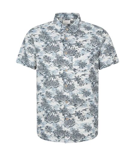 Mens tropical printed short-sleeved shirt off white Mountain Warehouse