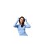 Womens/ladies Long-sleeved Full Zip Hoodie Brunnera Blue USA Pro-1