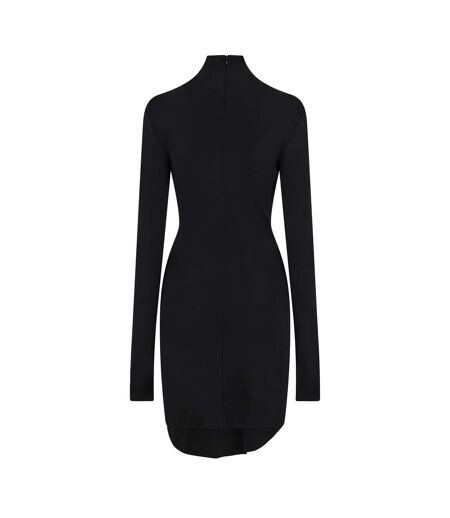 Womens/ladies Twist Midi Dress Black Off-White