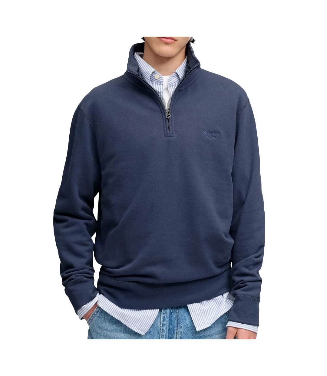 Sweat marine homme superdry  essential serif-1
