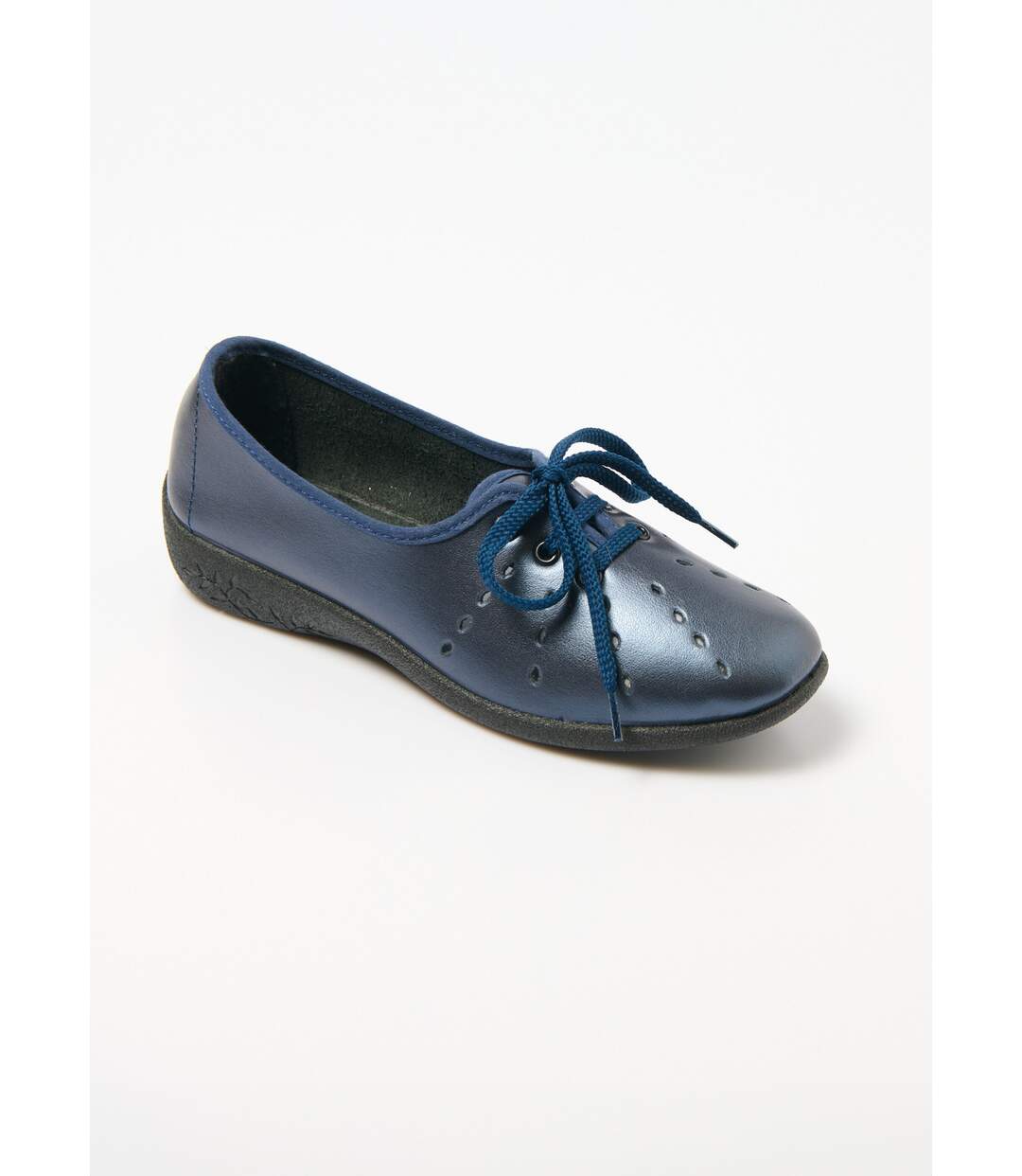 Derbies compensées à lacets cuir largeur confort-1