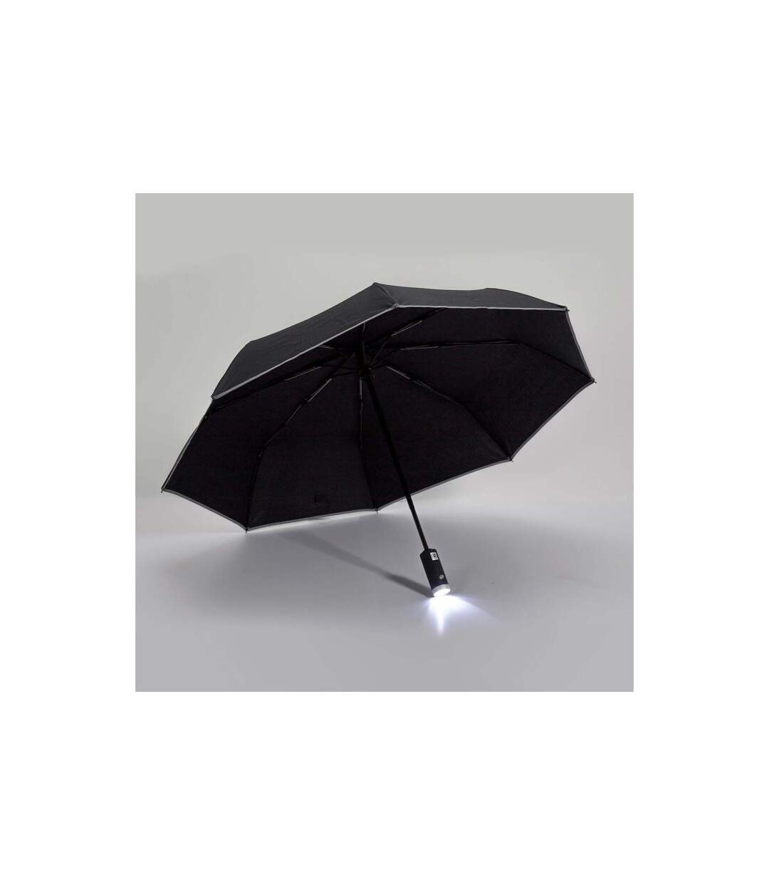 Parapluie & Lampe Torche Automatique 31cm Noir-4