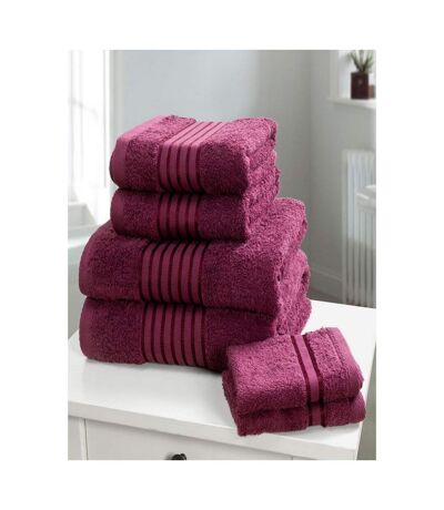 Windsor Striped Towel Bale Set (Pack of 6) (Plum) (One Size) - UTAG764
