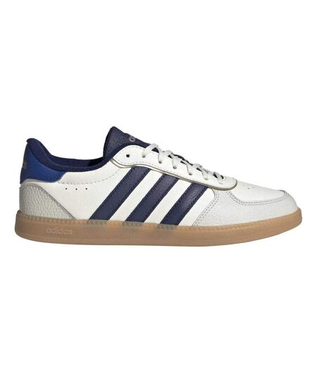 Womens/ladies Breaknet 3 Stripes Leather Trainers White Blue Adidas