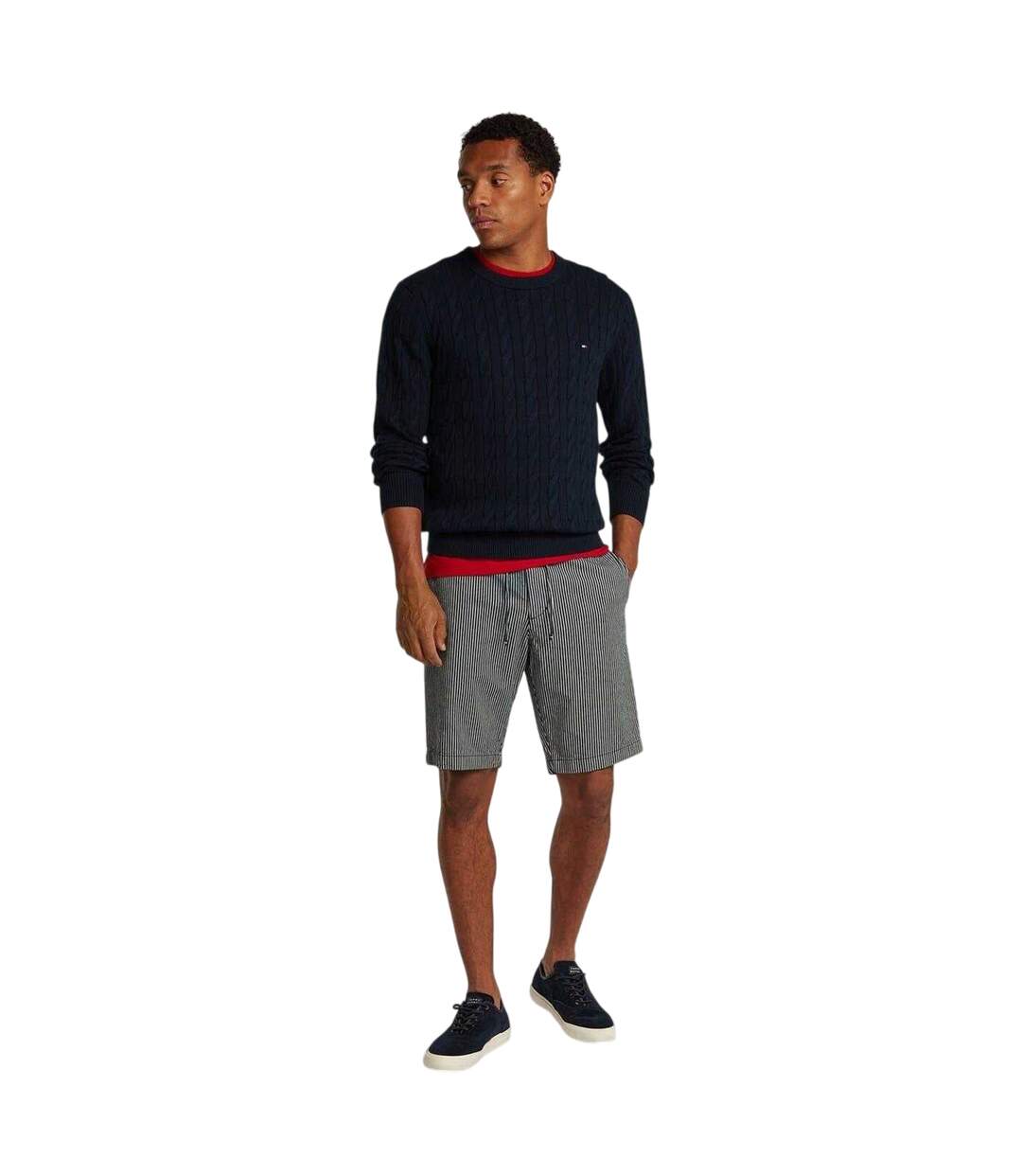 Pull Motif/style Maille Torsadée Homme Rose Foncé Violet Tommy Hilfiger-4