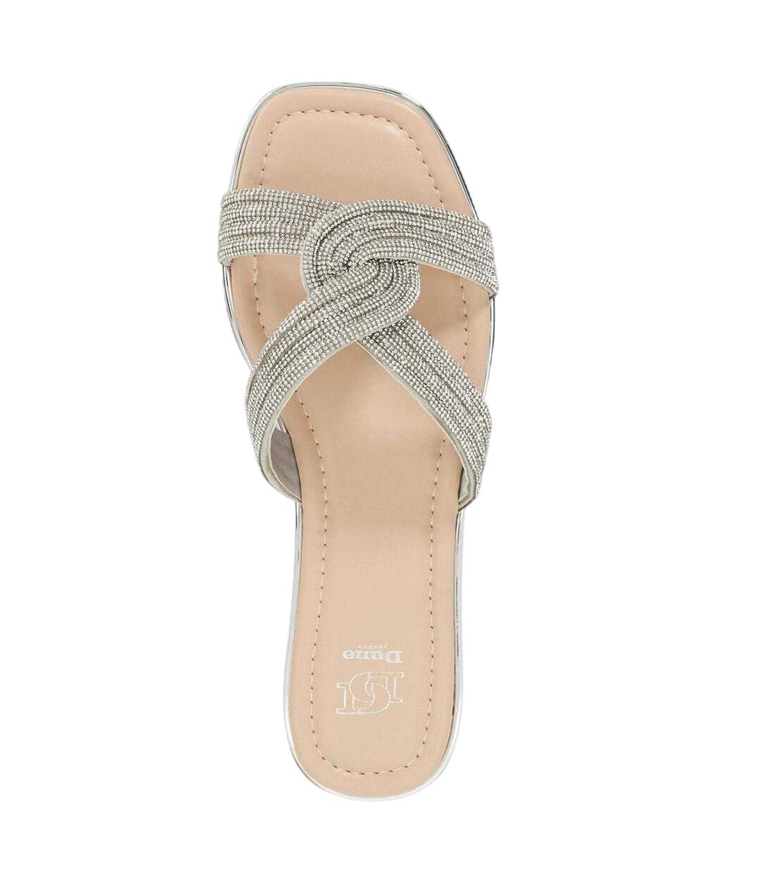 Womens/ladies Lo Lavenham Flat Slide Silver Dune London-3
