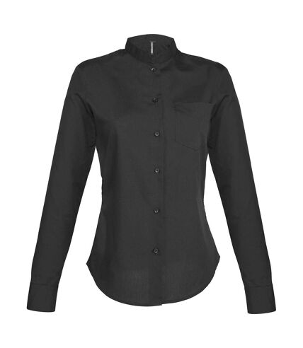 Kariban Womens/Ladies Long Sleeve Mandarin Collar Shirt (Black)