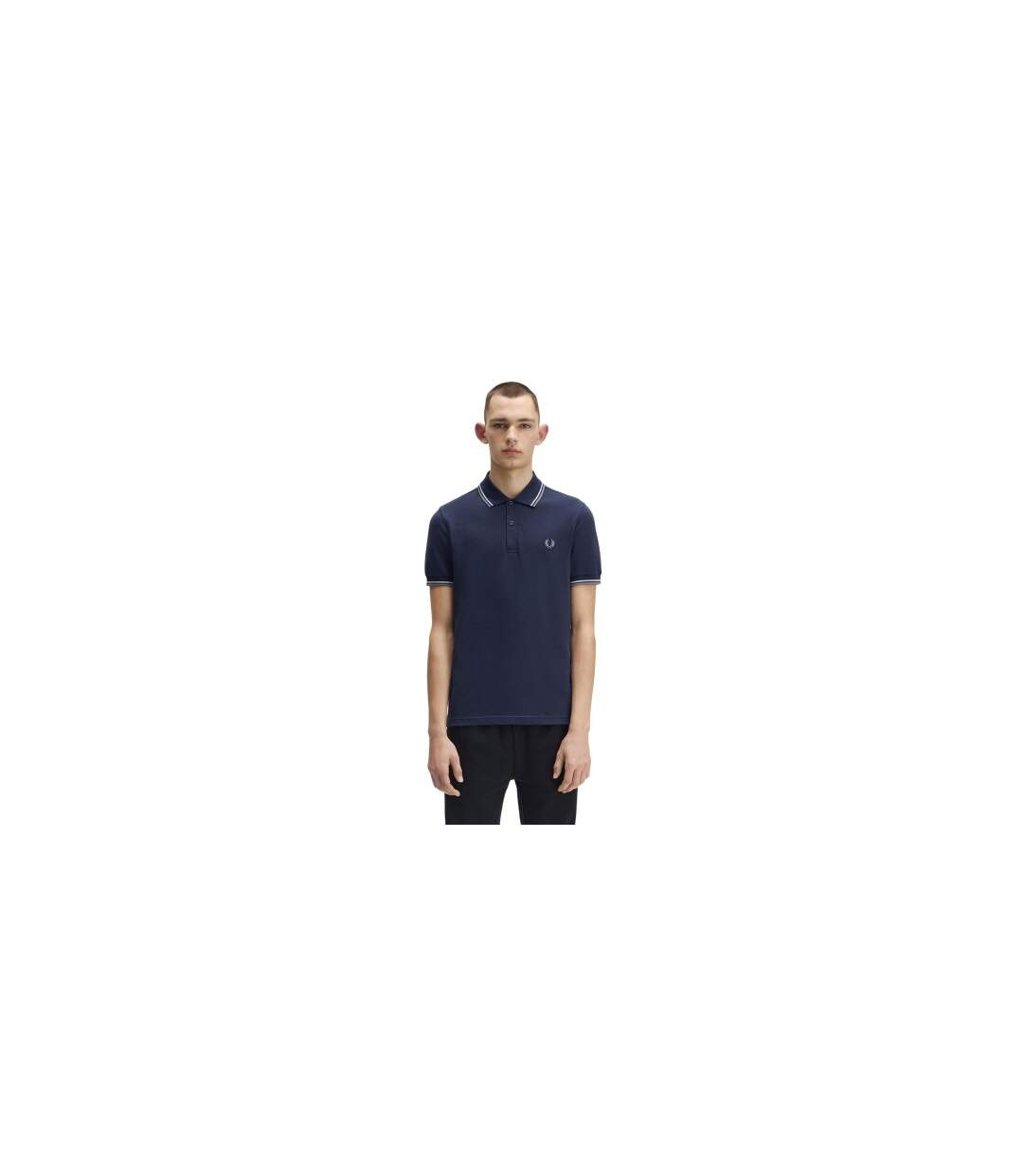 Polo Motif/style Double Pointe Homme Bleu Ardoise Fred Perry-1