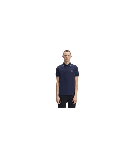 Polo Motif/style Double Pointe Homme Bleu Ardoise Fred Perry