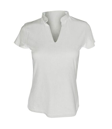 Kustom Kit Ladies Corporate Short Sleeve V-Neck Mandarin Collar Top (White) - UTBC638