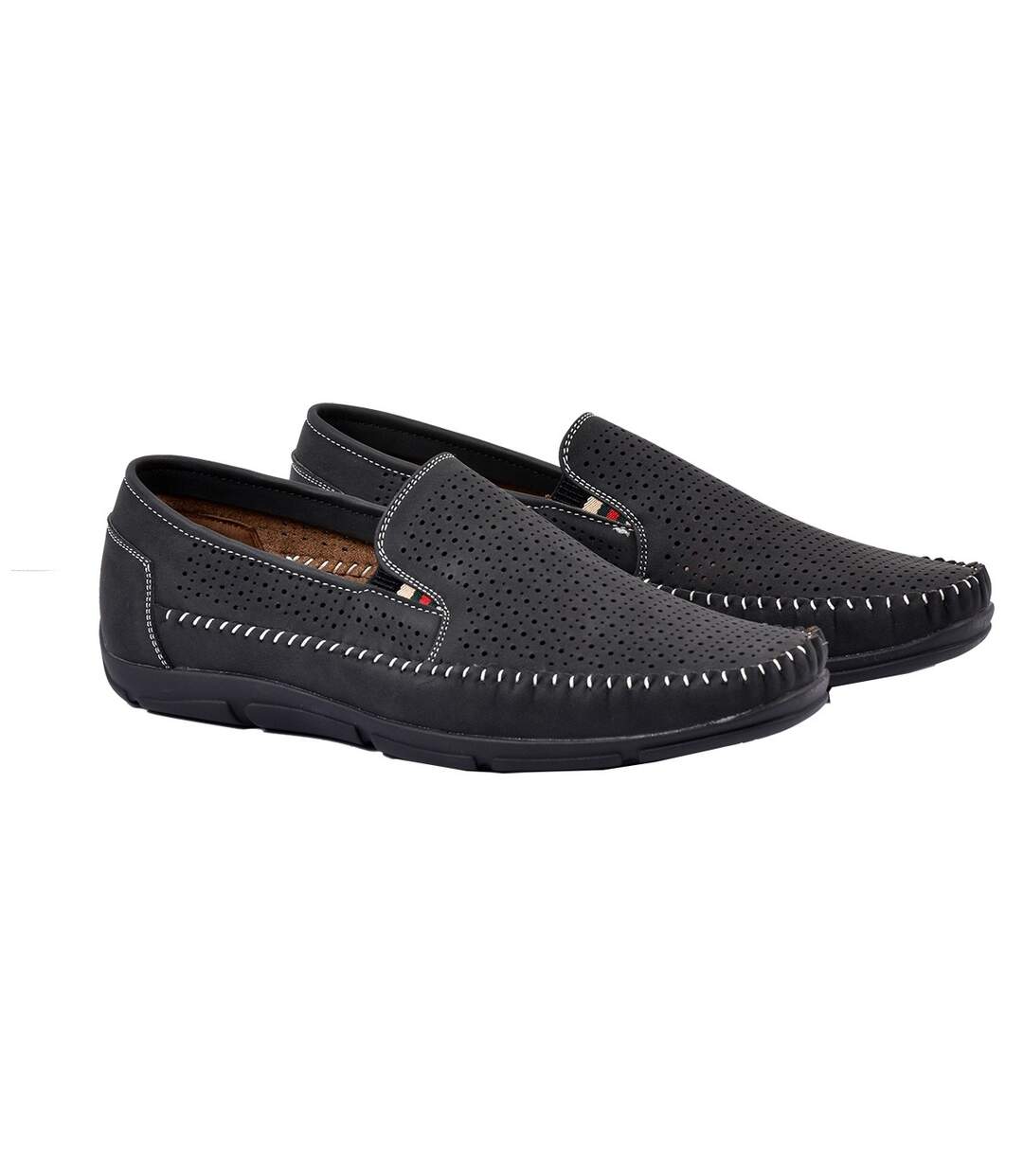 Mocassins pour Homme Doublure CUIR PREMIUM- Chaussure d'été Qualité et Confort - 1982 NOIR-1