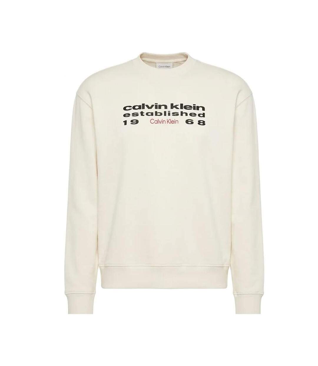 Pull beige homme calvin klein jeans terry stckd-1