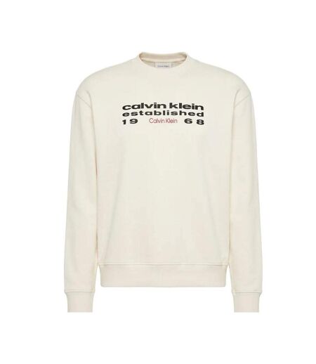Pull beige homme calvin klein jeans terry stckd