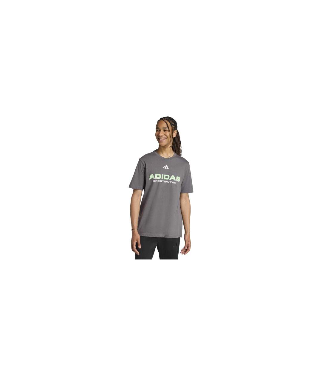 T-shirt Motif/style Logo Homme Gris Vert Adidas-1