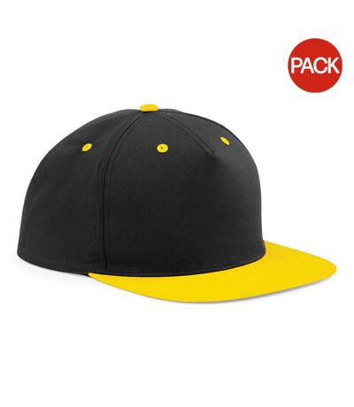 Lot De 2  Casquettes Adulte Noir Jaune Beechfield