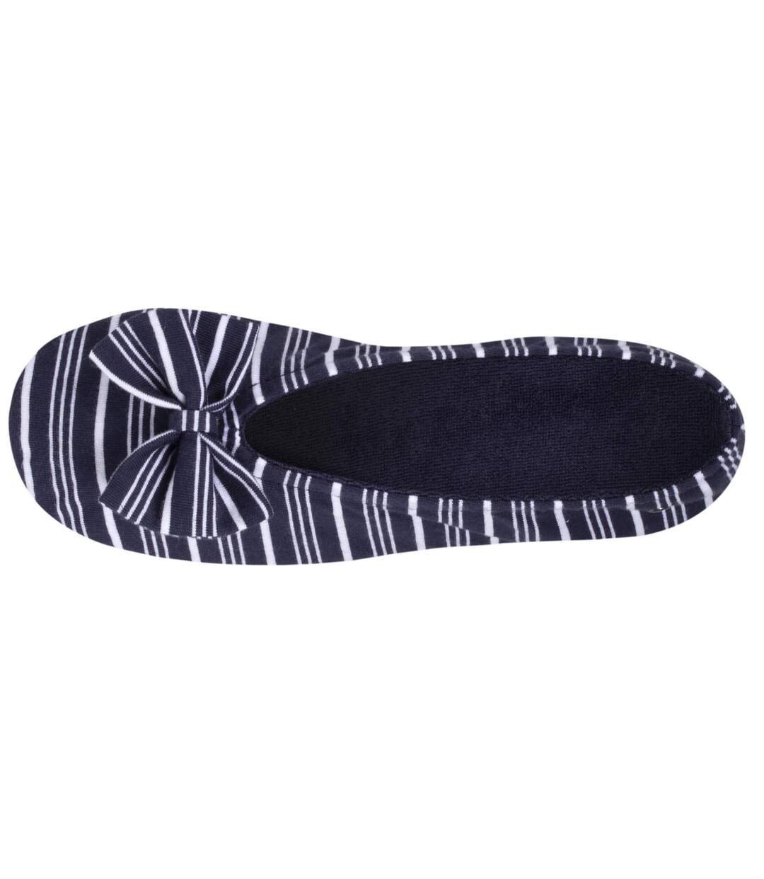 Isotoner Chaussons Ballerines femme grand nœud et semelle gomme-3