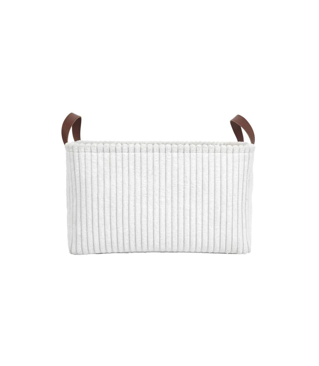 Lot de 3 Paniers de Rangement Velours Côtelé 36cm Blanc-3