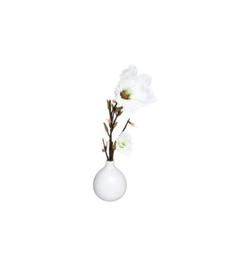 Composition Florale & Vase Magnolia 37cm Blanc