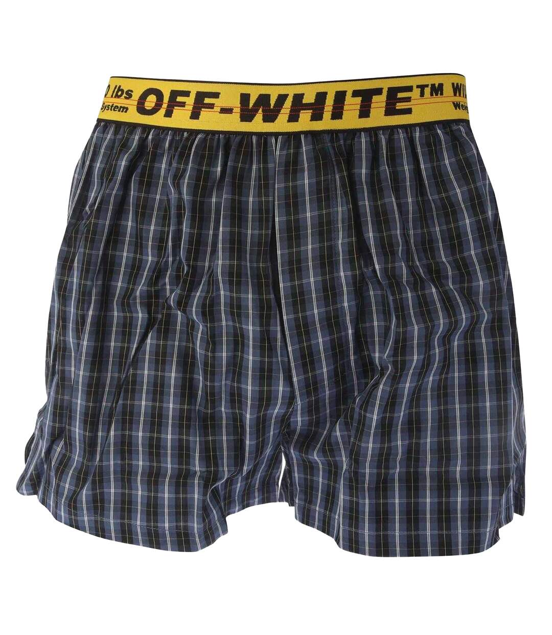 Mens Classic Industrial Checked Boxer Shorts Blue Off White-1