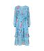 Robe Portefeuille Motif/style Floral Femme Bleu Yumi-2