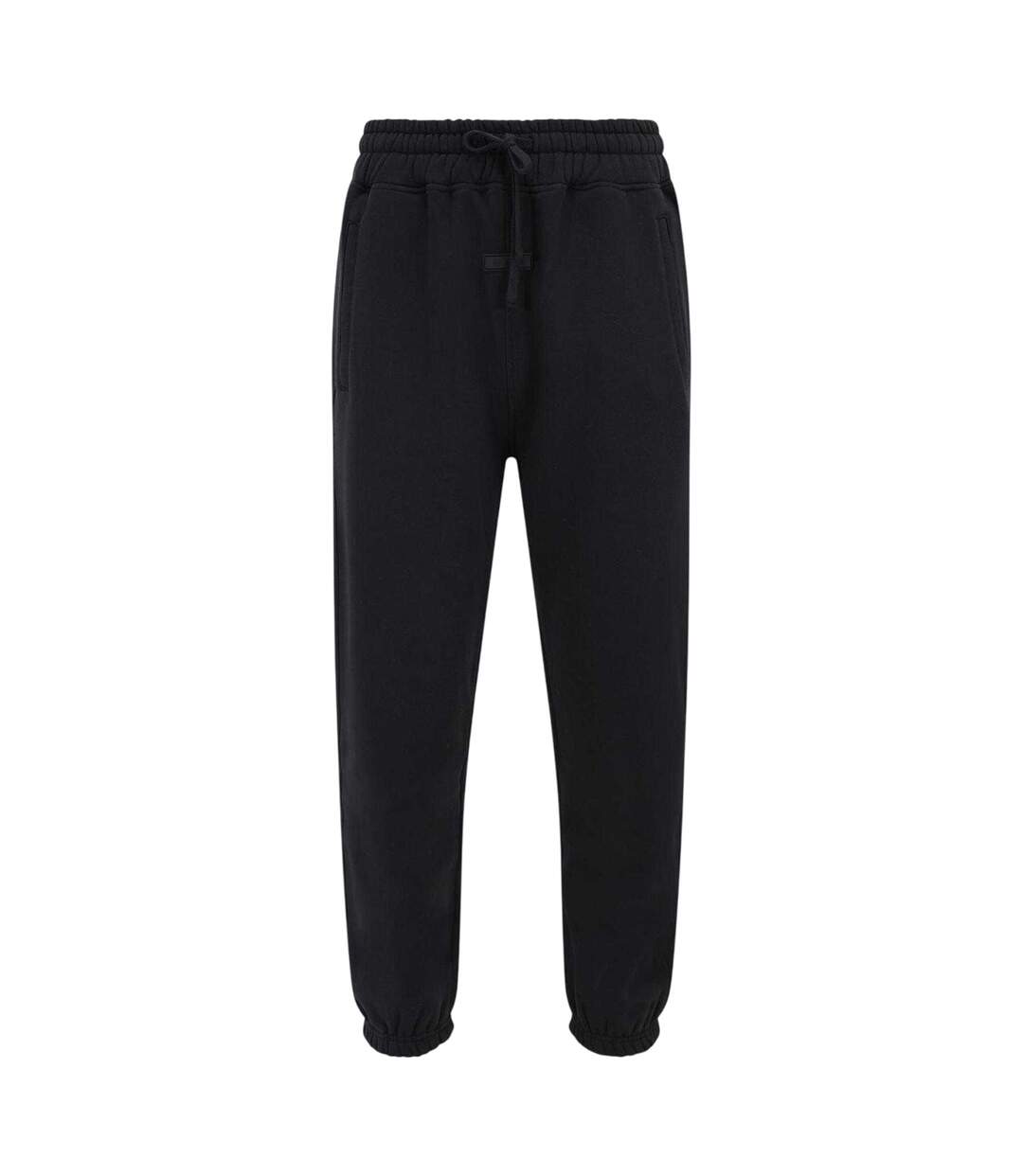 Mens Fleece Cuffed Ankle Jogging Bottoms Black Tela Cruz-1
