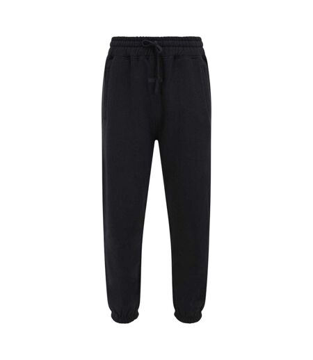 Mens Fleece Cuffed Ankle Jogging Bottoms Black Tela Cruz