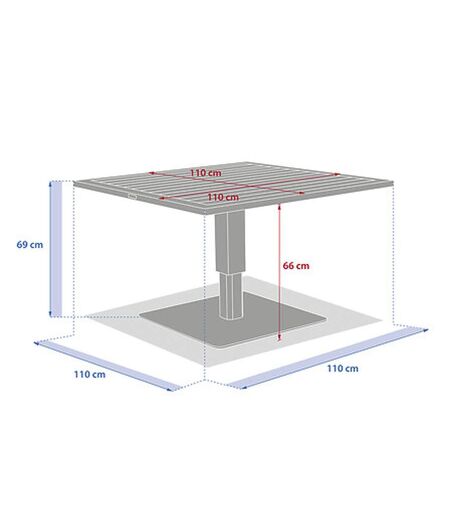 Table de jardin relevable carrée en aluminium SALIMIA - Graphite