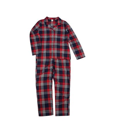 SF Womens/Ladies Tartan Long Pyjama Set (Red/Navy) - UTPC7223